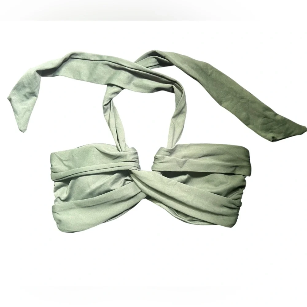 SEAFOLLY olive green Collective Halter Bandeau Bikini swim Top US size 8 NWOT - Picture 4 of 8